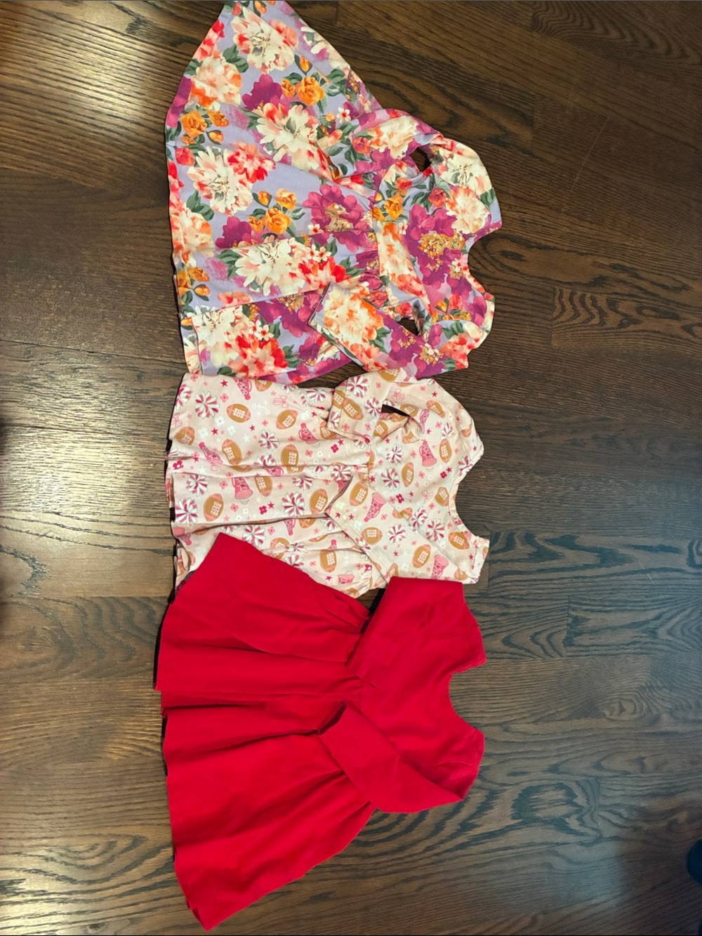 Bundle of 3 Ruffle Butts Floral, Pink Holiday Print & Bright Red Girls' Dress